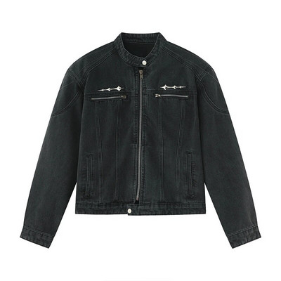 Ανδρικό τζιν παλτό IEFB Niche Metal Design Distressed Washed Jean Jacket Hip Hop Ανδρικό Streetwear Zipper Casual Outerwear 9C1882