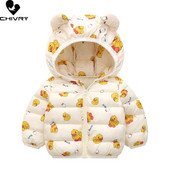 Jachetă căptușită din bumbac pentru copii de iarnă pentru copii mici, băieți, fete, drăguț, cu glugă, cu fermoar, jachete groase, calde, scurte