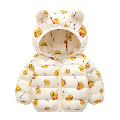 Jachetă căptușită din bumbac pentru copii de iarnă pentru copii mici, băieți, fete, drăguț, cu glugă, cu fermoar, jachete groase, calde, scurte