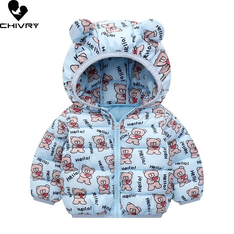 Jachetă căptușită din bumbac pentru copii de iarnă pentru copii mici, băieți, fete, drăguț, cu glugă, cu fermoar, jachete groase, calde, scurte