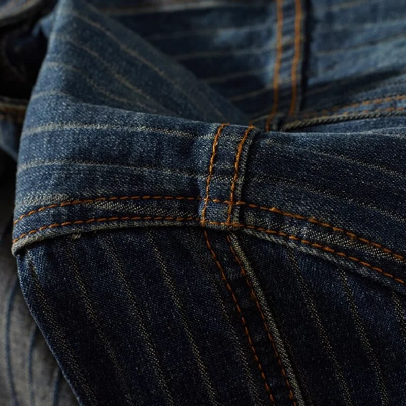 Jachetă de denim spălată îmbrăcăminte de lucru pentru bărbați, veche, cu dungi, de toamnă, un top all-in-one