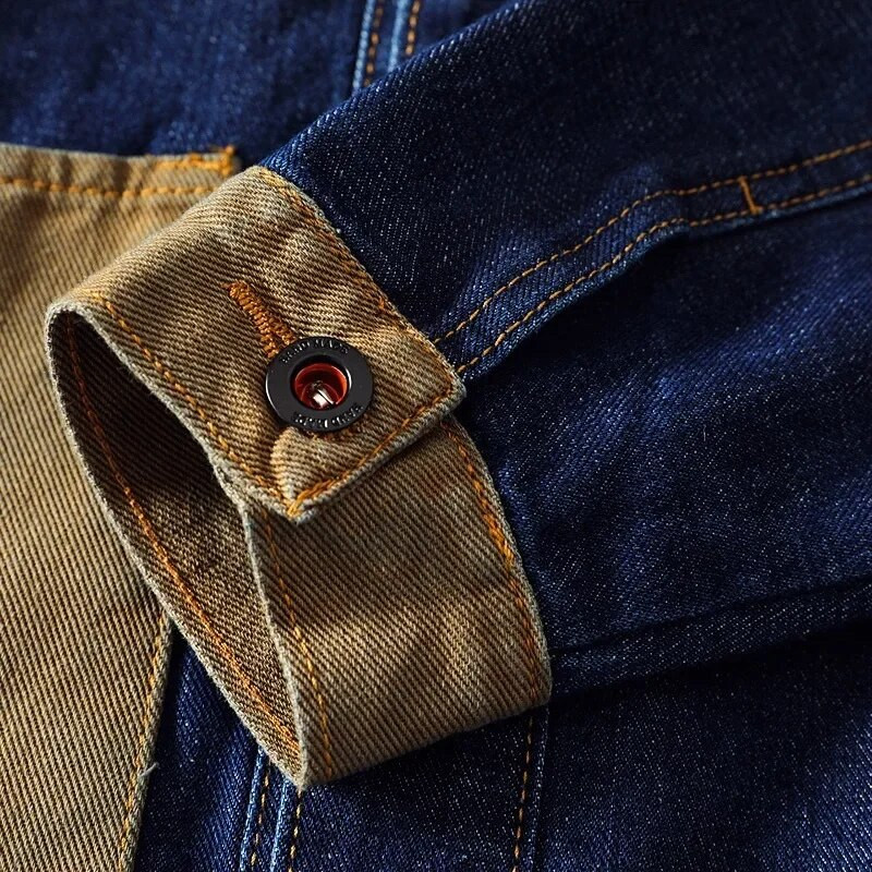 2023. aasta sügisene mootoriga teksajakk Foe Meeste High Street Patchwork Vintage Chaqueta Masculina Classic Baggy Mitmetaskulised mantlid Meestele