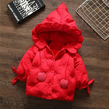 2022 Βρεφικά μπουφάν για κοριτσάκια Παιδικά εξωτερικά ενδύματα με κουκούλα Βρεφική χοντρή ζεστή στολή χιονιού Παιδικά βαμβακερά ρούχα Μόδα με φερμουάρ 1-4 ετών