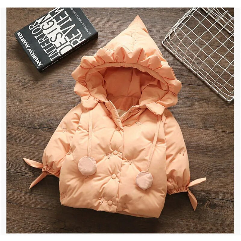 2022 Jachete pentru fetițe Copii Îmbrăcăminte exterioară cu glugă pentru sugari Costumul de zăpadă gros și cald Copii Îmbrăcăminte din bumbac Mantouri cu fermoar 1-4 ani