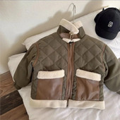 2024 nové zimné chlapčenské PU kabáty, bavlnené prešívané teplé bundy, páperové parky, detské ležérne pohodlné kabáty, oblečenie