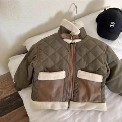 2024 nové zimné chlapčenské PU kabáty, bavlnené prešívané teplé bundy, páperové parky, detské ležérne pohodlné kabáty, oblečenie