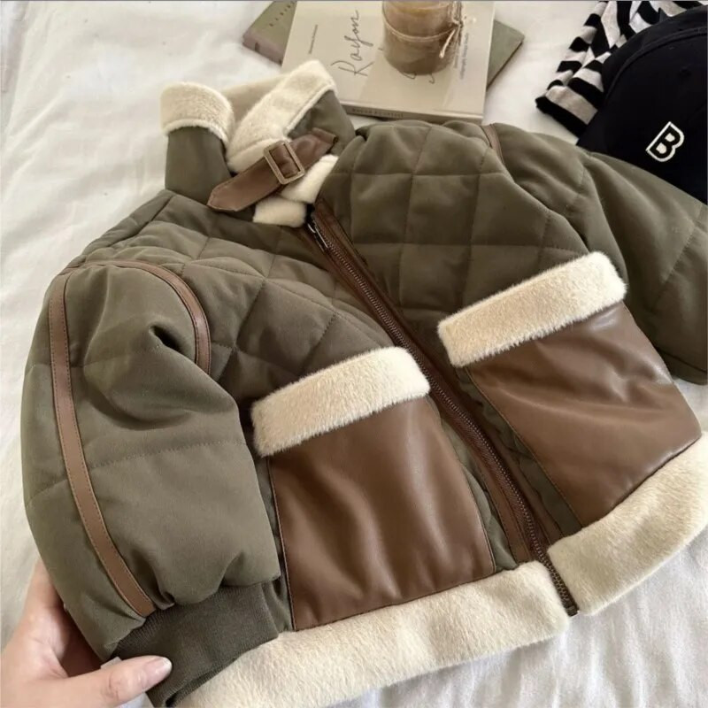 2024 nové zimné chlapčenské PU kabáty, bavlnené prešívané teplé bundy, páperové parky, detské ležérne pohodlné kabáty, oblečenie