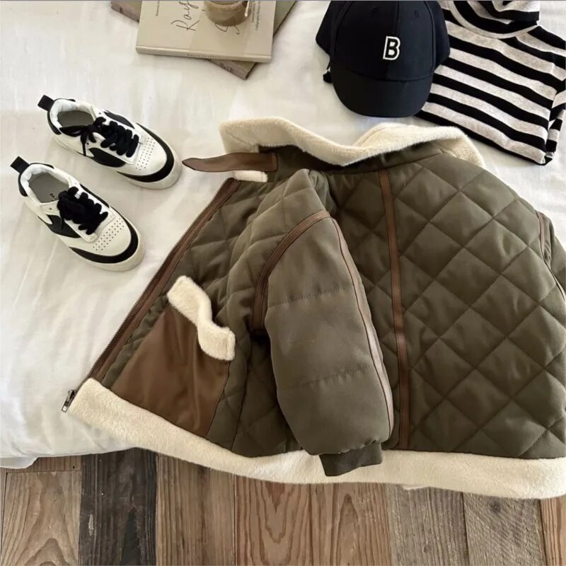 2024 nové zimné chlapčenské PU kabáty, bavlnené prešívané teplé bundy, páperové parky, detské ležérne pohodlné kabáty, oblečenie