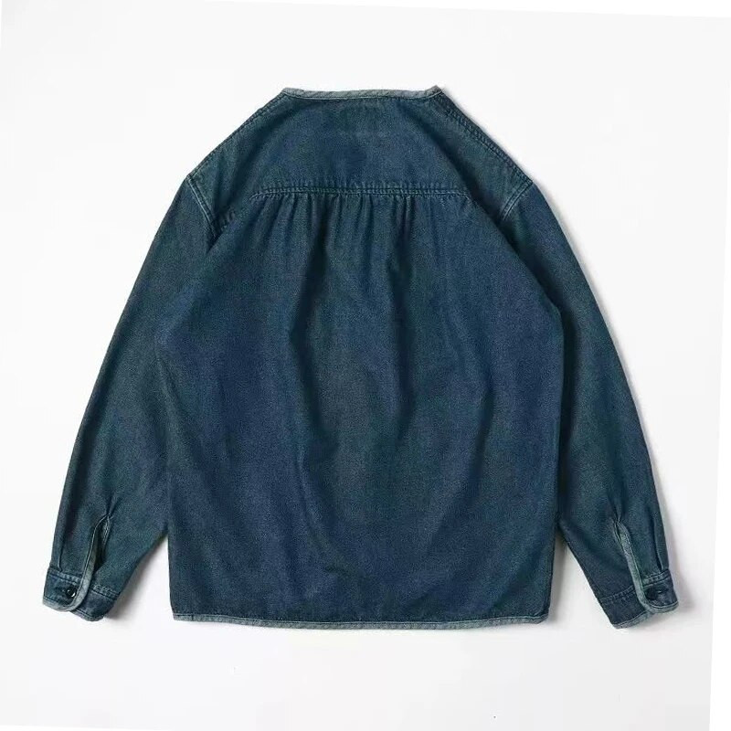 Pánska džínsová bunda s výstrihom do V v japonskom štýle Amekaji s jedným radom, jar 2023, pánske vintage džínsové bundy