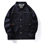 Pánska bavlnená džínsová bunda z roku 2022, ležérna jednofarebná klopová jednoradová džínsová bunda, pánska jarná kvalitná pánska bunda, veľkosť 7XL