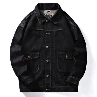 Pánska bavlnená džínsová bunda z roku 2022, ležérna jednofarebná klopová jednoradová džínsová bunda, pánska jarná kvalitná pánska bunda, veľkosť 7XL