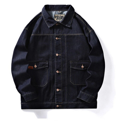 Pánska bavlnená džínsová bunda z roku 2022, ležérna jednofarebná klopová jednoradová džínsová bunda, pánska jarná kvalitná pánska bunda, veľkosť 7XL