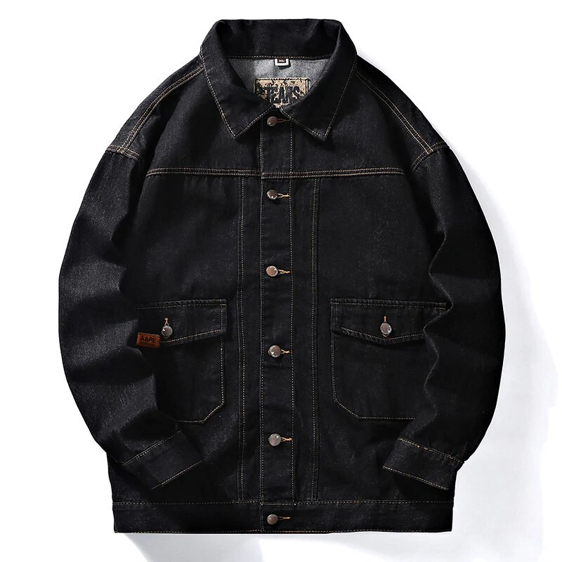 Pánska bavlnená džínsová bunda z roku 2022, ležérna jednofarebná klopová jednoradová džínsová bunda, pánska jarná kvalitná pánska bunda, veľkosť 7XL
