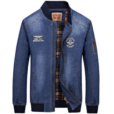 Jachete din denim pentru bărbați de calitate superioară 4XL Îmbrăcăminte exterioară supradimensionată Îmbrăcăminte de stradă cu guler vertical Jachetă ocazională Îmbrăcăminte pentru bărbați Denim Caots A3F687