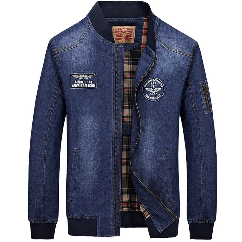 Jachete din denim pentru bărbați de calitate superioară 4XL Îmbrăcăminte exterioară supradimensionată Îmbrăcăminte de stradă cu guler vertical Jachetă ocazională Îmbrăcăminte pentru bărbați Denim Caots A3F687