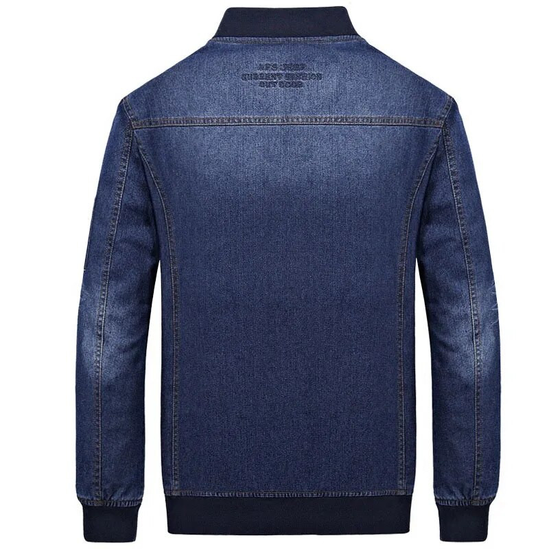 Jachete din denim pentru bărbați de calitate superioară 4XL Îmbrăcăminte exterioară supradimensionată Îmbrăcăminte de stradă cu guler vertical Jachetă ocazională Îmbrăcăminte pentru bărbați Denim Caots A3F687