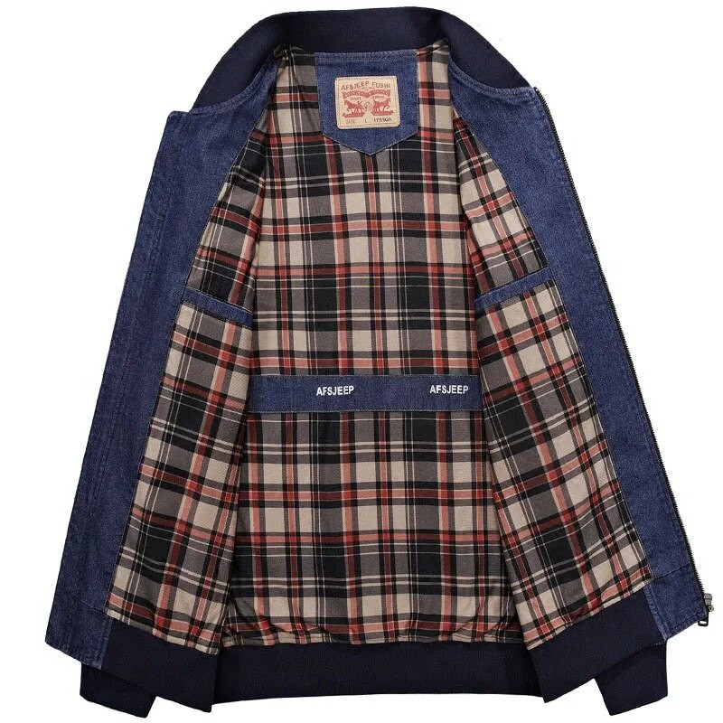 Jachete din denim pentru bărbați de calitate superioară 4XL Îmbrăcăminte exterioară supradimensionată Îmbrăcăminte de stradă cu guler vertical Jachetă ocazională Îmbrăcăminte pentru bărbați Denim Caots A3F687