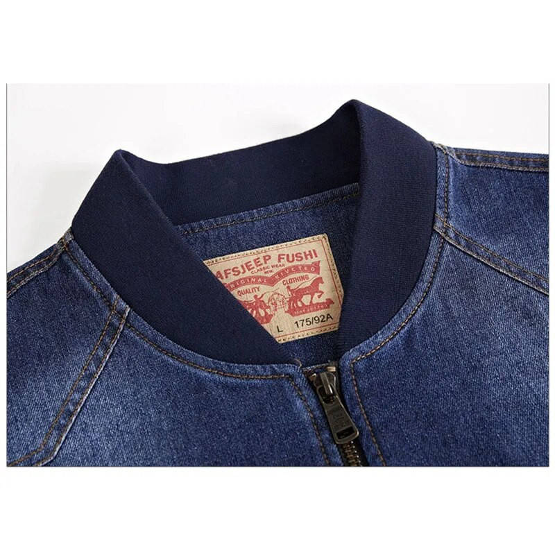 Jachete din denim pentru bărbați de calitate superioară 4XL Îmbrăcăminte exterioară supradimensionată Îmbrăcăminte de stradă cu guler vertical Jachetă ocazională Îmbrăcăminte pentru bărbați Denim Caots A3F687