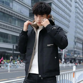 Pánske prešívané kabáty, čierne parky, krátka kapucňa, pánska páperová bunda, ľahká, ponúka dopravu zdarma, teplé oblečenie, kórejské 2023