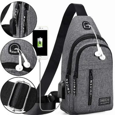 Kelioninės vyriškos rankinės USB krūtinės krepšys Dizaineris Messenger Crossbody Krepšiai Vandeniui atsparus pečių krepšys įstrižai paketas Sportinė nugaros kuprinė