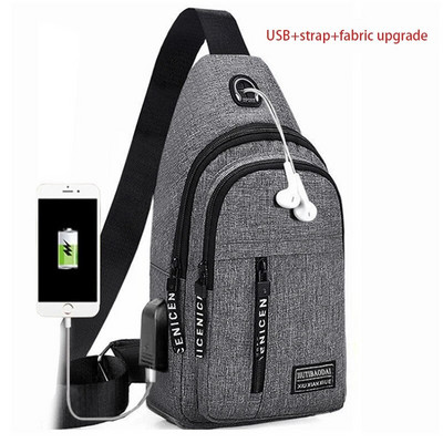 Genți de mână pentru bărbați de călătorie Geantă pentru piept USB Genți de designer Messenger Genți de umăr rezistente la apă Pachet în diagonală Rucsac sport