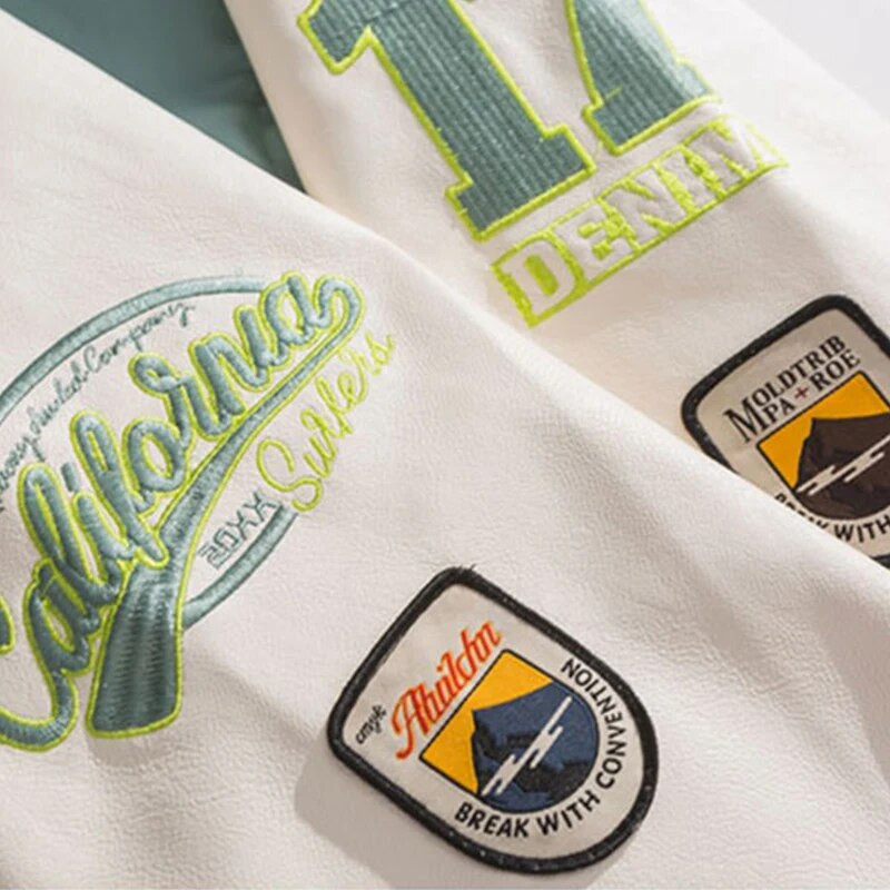 Jachetă de bombardier de baseball cu broderie pentru bărbați, îmbrăcăminte de stradă hip-hop, din piele PU, jachetă de pilot, pentru femei, 2023, haine largi Harajuku, 3XL