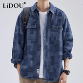 Primăvară Toamnă Nouă Mode Temperament Tendință Japoneză Jachetă Denim Bărbați Simplu Casual Largi Vintage Topuri Bărbați Îmbrăcăminte Streetwear