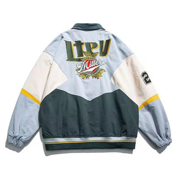 High Street Varsity Jackets Мъжки Дамски Пачуърк Пачуърк Свободно пилотско палто Пролет Есен Хип-хоп Корейско модно горно облекло Унисекс