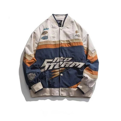 High Street Varsity Μπουφάν Ανδρικά Γυναικεία Κέντημα Συνονθύλευμα Loose Pilot Παλτό Άνοιξη Φθινόπωρο Hip Hop Κορεάτικη Μόδα Unisex