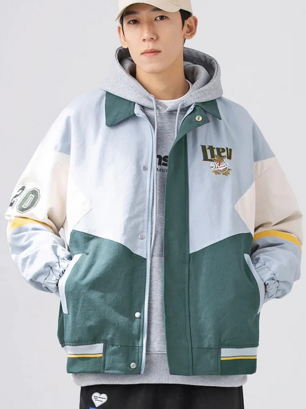 High Street Varsity Μπουφάν Ανδρικά Γυναικεία Κέντημα Συνονθύλευμα Loose Pilot Παλτό Άνοιξη Φθινόπωρο Hip Hop Κορεάτικη Μόδα Unisex