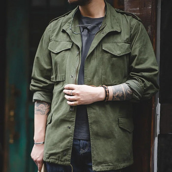 Maden M65 Якета за мъже Army Green Oversize Denim Jacket Military Vintage Casual Windbreaker Solid Coat Дрехи Ретро Свободни