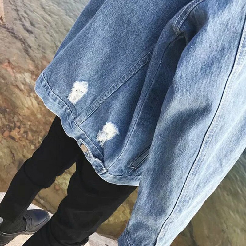 Jachetă de blugi ruptă pentru bărbați, primăvară, hip hop, haină de denim pentru bărbați, supradimensionată, toamna 2023, rochii de cowboy pentru băiat, îmbrăcăminte exterioară din bumbac