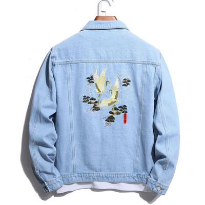 Džinsai Vyriški paltai Klasikinė Juoda Raudona Spalva Kontrastingos Džinsinės Striukės Rožinis Siuvinėjimas High Streetwear Riedlentės berniukų viršutiniai drabužiai 3XL