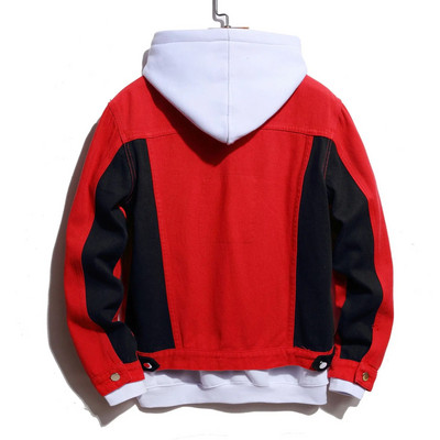 Džinsai Vyriški paltai Klasikinė Juoda Raudona Spalva Kontrastingos Džinsinės Striukės Rožinis Siuvinėjimas High Streetwear Riedlentės berniukų viršutiniai drabužiai 3XL