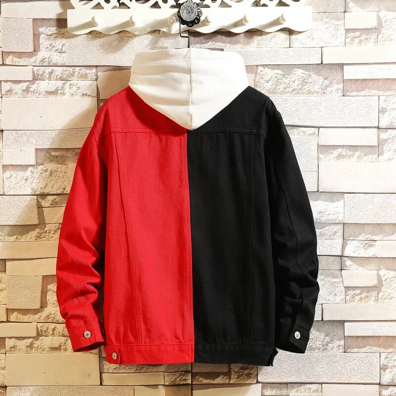 Džinsai Vyriški paltai Klasikinė Juoda Raudona Spalva Kontrastingos Džinsinės Striukės Rožinis Siuvinėjimas High Streetwear Riedlentės berniukų viršutiniai drabužiai 3XL