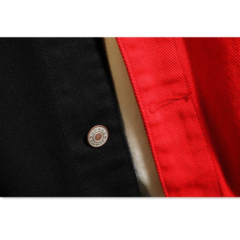 Džinsai Vyriški paltai Klasikinė Juoda Raudona Spalva Kontrastingos Džinsinės Striukės Rožinis Siuvinėjimas High Streetwear Riedlentės berniukų viršutiniai drabužiai 3XL