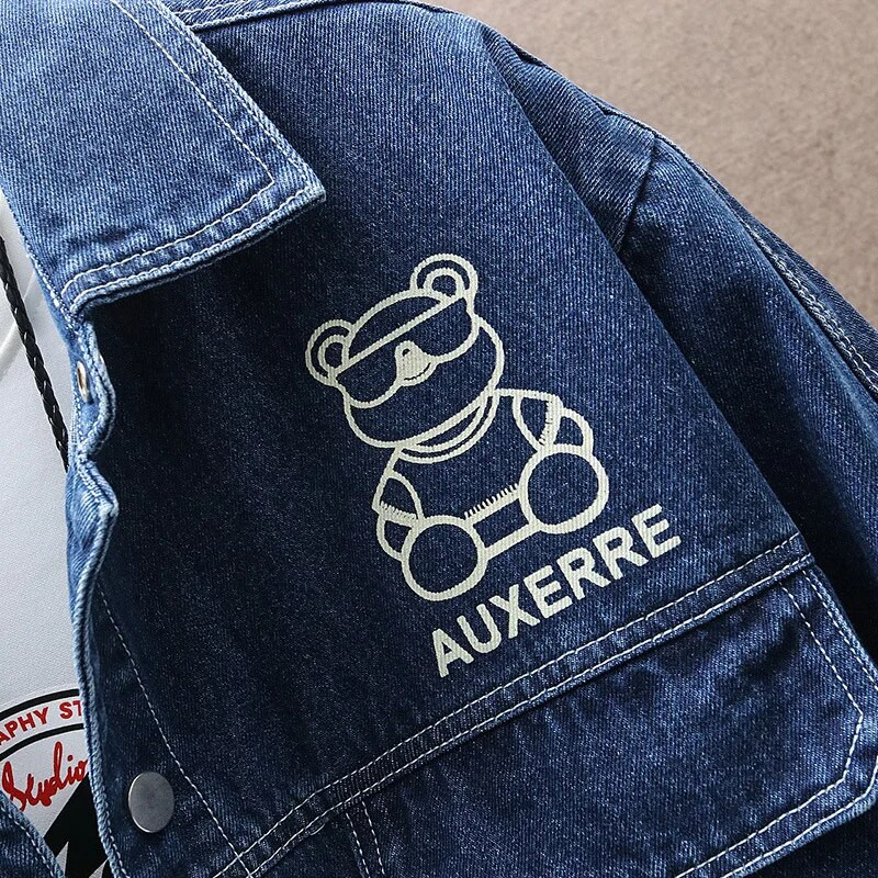 Pánska módna džínsová bunda s gradientnou potlačou 2022 Jarná a jesenná mládežnícka ležérna všestranná košeľová bunda v kórejskom štýle