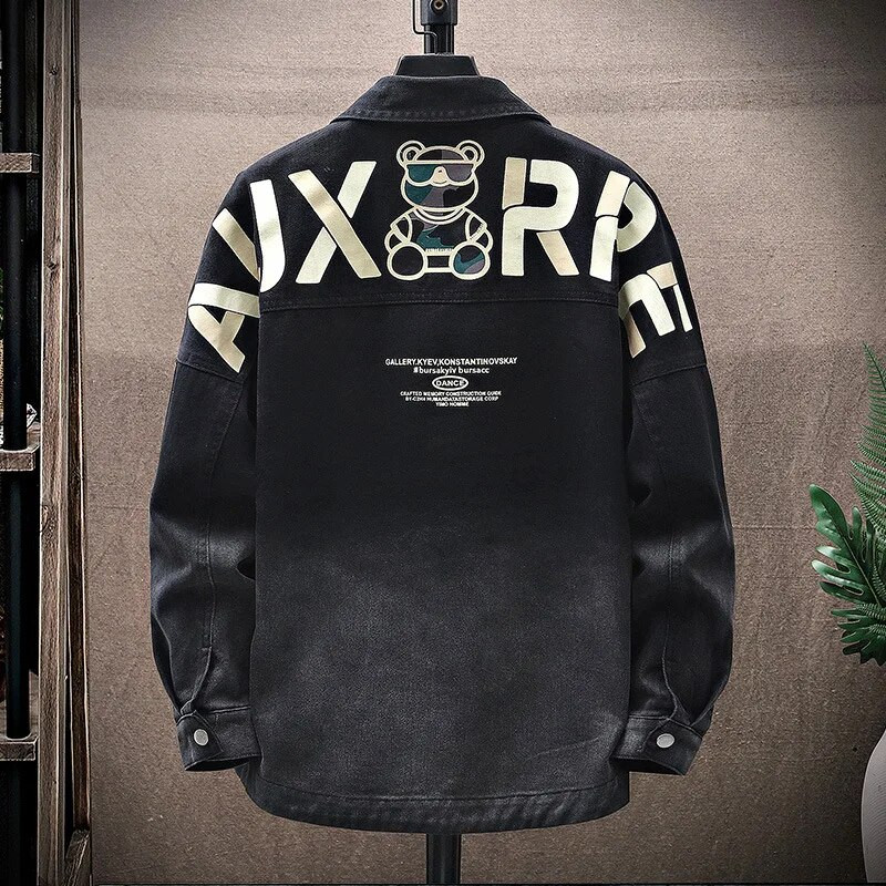 Pánska módna džínsová bunda s gradientnou potlačou 2022 Jarná a jesenná mládežnícka ležérna všestranná košeľová bunda v kórejskom štýle