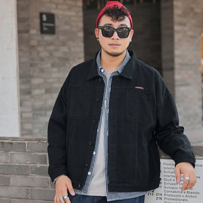 Plus Size 8XL 6XL 5XL Jesenná čierno modrá pánska džínsová bunda Voľná móda Streetwear Klasické ležérne džínsy Kabáty Nadrozmerné oblečenie