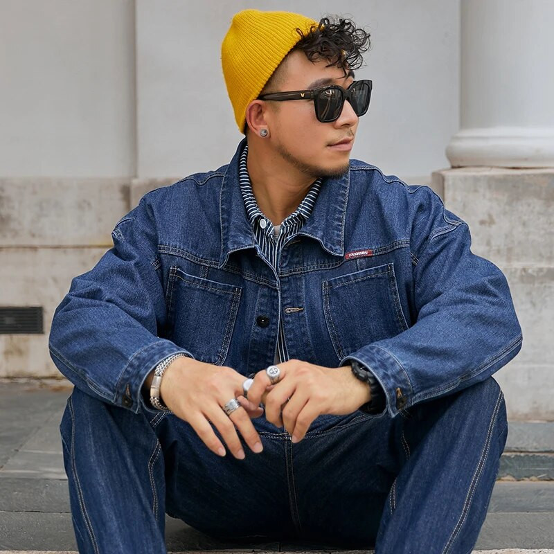 Plus Size 8XL 6XL 5XL Jesenná čierno modrá pánska džínsová bunda Voľná móda Streetwear Klasické ležérne džínsy Kabáty Nadrozmerné oblečenie