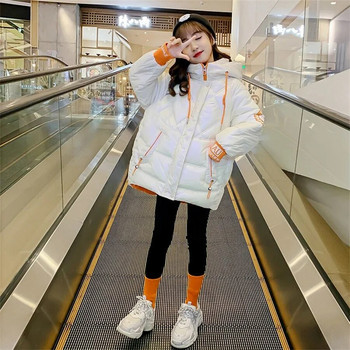 Παιδικό εφηβικό βαμβακερό Parka 2023 Γυαλιστερό μπουφάν για κορίτσια με κουκούλα Ζεστό παιδικό χειμωνιάτικο παλτό 3-14 ετών Εξωτερικά ρούχα