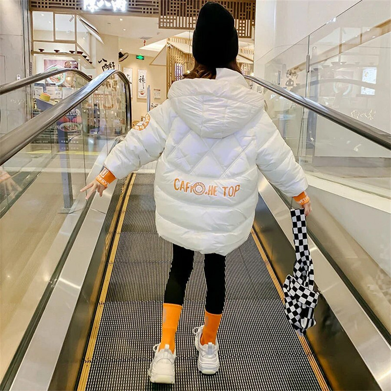 Detská dospievajúca bavlnená parka 2023 páperová lesklá bunda pre dievčatá s kapucňou, teplá detská zimná bunda pre dievčatá 3-14 rokov, vrchné oblečenie