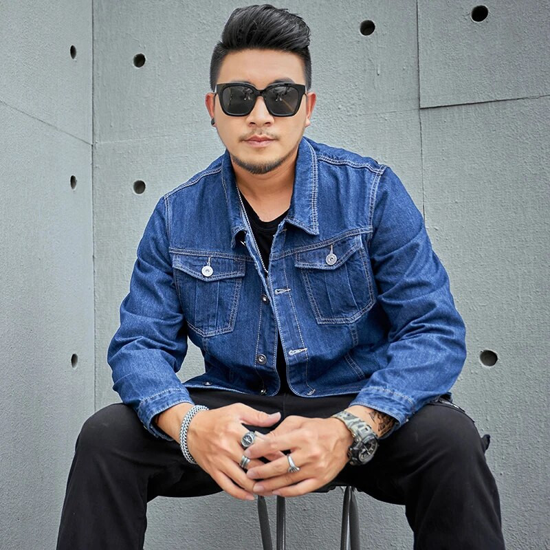 Jantour Didelis dydis 6XL 7XL 8XL Džinsinė striukė 2022 m. Nauja rudens žiemos klasikinė laisvalaikio džinsai striukės madingi hiphopo vyriški gatvės drabužiai