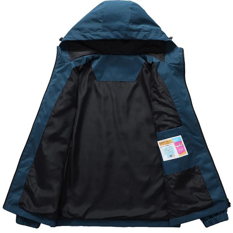 Jachetă de ploaie impermeabilă în aer liber, pentru bărbați, cu gât țesut, ușoară, jachetă de vânt cu fermoar subțire, jachetă de drumeție, mărime mare, îmbrăcăminte 5xl