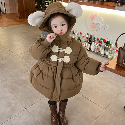 Baby Red Coffee Lamb Wool Blend Парки Палто Есен Зимни палта Кожени якета за момичета Сладко топло яке Детски снежен костюм Мода