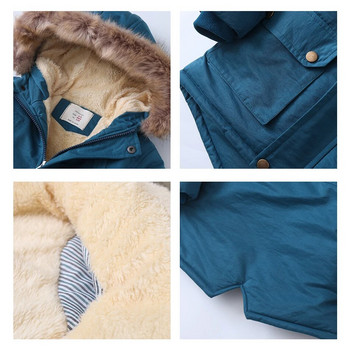Бебешко дънково яке за момиче плюс топла кожа за малки деца Зимни дрехи с памучна подплата Удебелено палто с памучна подплата JYF