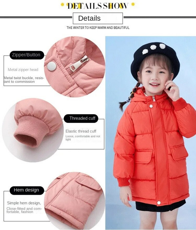 Detská chlapčenská bunda pre batoľatá, zimná teplá páperová bunda pre malé deti, vrchné oblečenie s kapucňou, oblečenie pre dospievajúce dievčatá, ruské dlhé parky 10 rokov