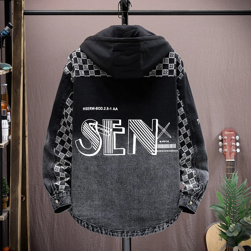 Módne ležérne pánske džínsové bundy s kapucňou, jarné a jesenné, klasické džínsy, hip hop, streetwear, gombíkové džínsové kabáty, mládežnícke topy