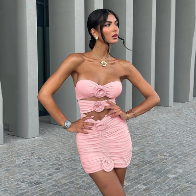 Dámske dvojdielne plavky s kvetinovým vzorom a šnurovaním 2024, push-up podprsenka s vystuženou podprsenkou, biele, plážové, monokini