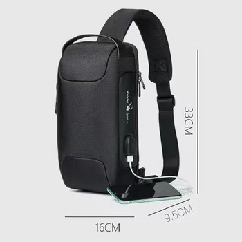 Ανδρική τσάντα ώμου WEIXIER Αδιάβροχη τσάντα χιαστί USB για άντρες αντικλεπτική τσάντα στήθους μόδας Messenger Sling
